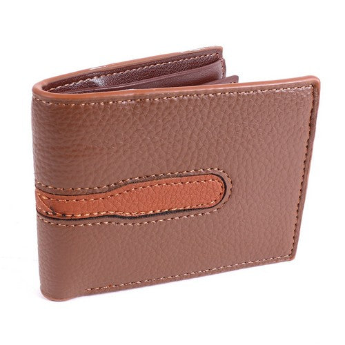 Laurant Bennet Bi-Fold Wallet in Brown with Leather Strip