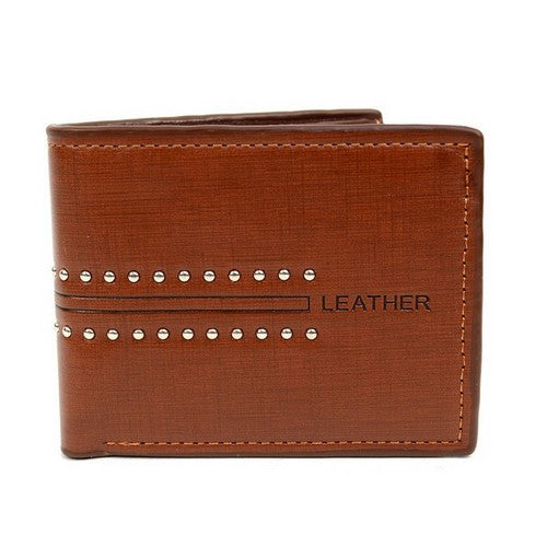 Laurant Bennet Bi-Fold Wallet in Brown with Horizontal Studs Pattern