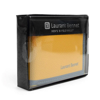 Laurant Bennet Bi-Fold Wallet in Yellow with Grey Edge