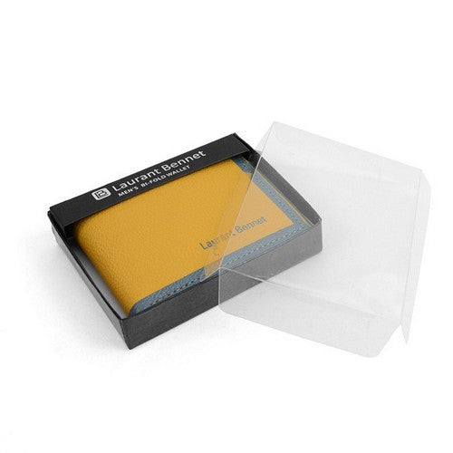 Laurant Bennet Bi-Fold Wallet in Yellow with Grey Edge