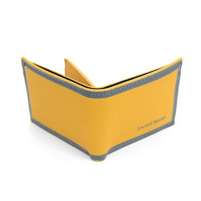 Laurant Bennet Bi-Fold Wallet in Yellow with Grey Edge