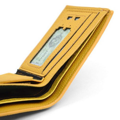 Laurant Bennet Bi-Fold Wallet in Yellow with Grey Edge