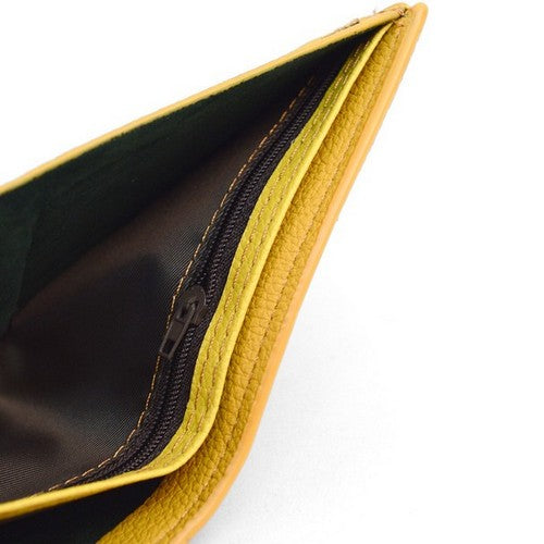 Laurant Bennet Bi-Fold Wallet in Yellow with Grey Edge