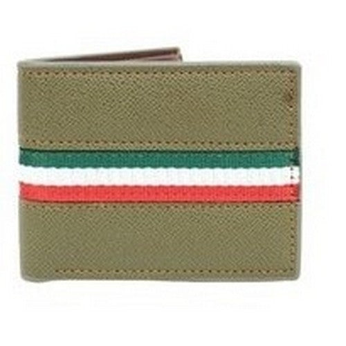 MLW5188-GRN Laurant Bennet Bi-Fold Wallet in Olive Green with Tri-Colour Stripe