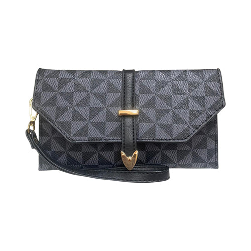 Monogram Point Wristlet Clutch Black