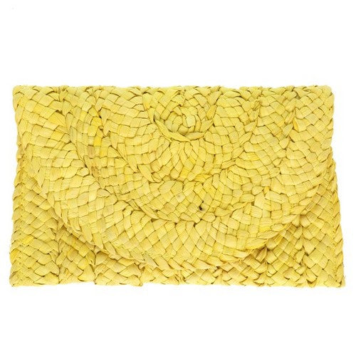 BAG1292 Raffia Straw Clutch in Yellow