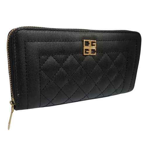 CG Single Zip Quilted Purse Black