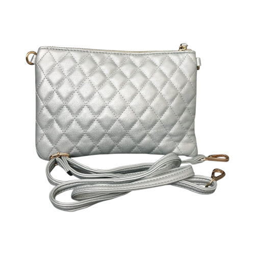 Quilted Leather Side Bag Silver