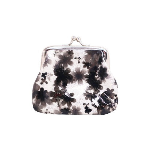 Daisy Glitter Snap Coin Purse in Black