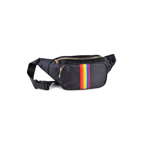 LFBG1311-2-000 Rainbow Stripe Fanny Pack Black