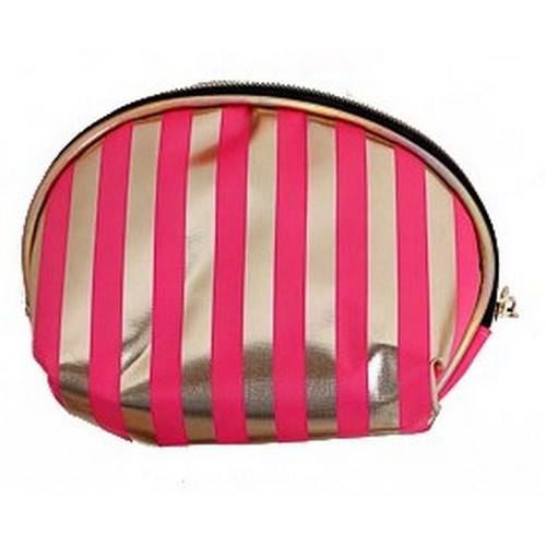 879-403 Metallic Stripe Round Clutch Hot Pink