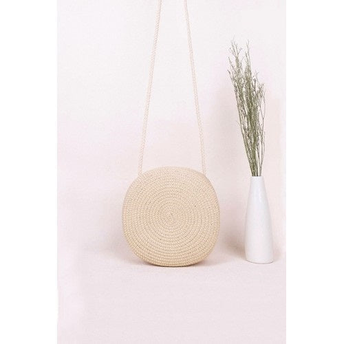 C-BAG-07 Straw Globe Side Bag Beige