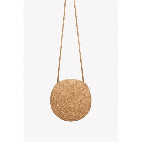 Straw Globe Side Bag in Khaki