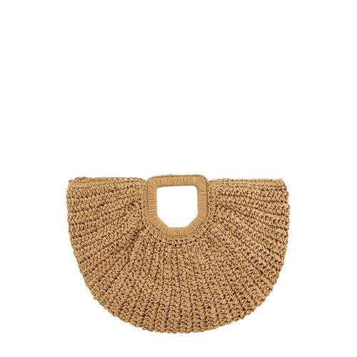 Half Circle Straw Tote Bag