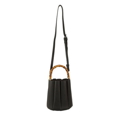 Bamboo Handle Mini Bucket Bag