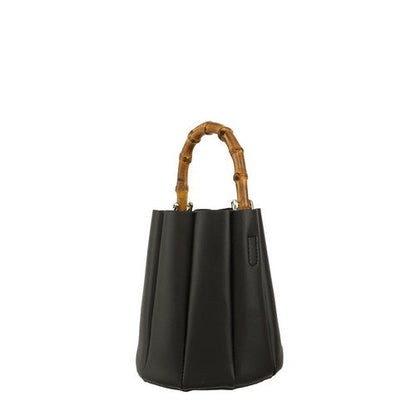 Bamboo Handle Mini Bucket Bag