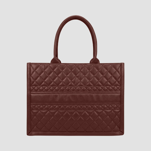 3267 Large Quilted Tote Bag in Brown