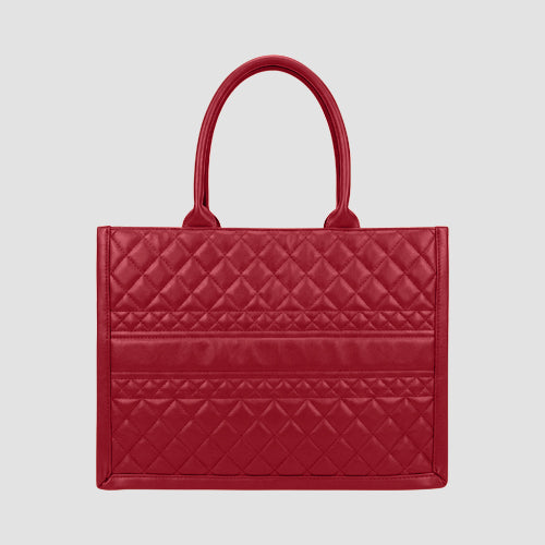 3267 Large Quilted Tote Bag in Red