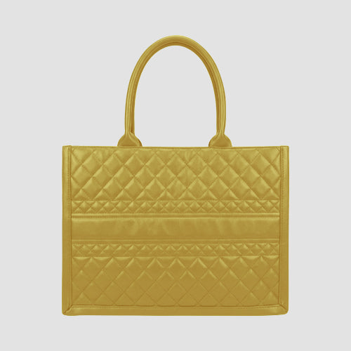 3267 Large Quilted Tote Bag in Mustard