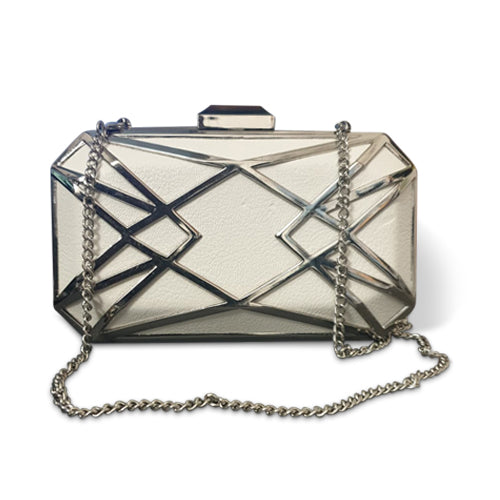 Web Design Clutch in White & Silver