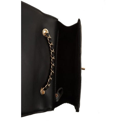 Green & Red Gem Quilted Clutch in Black