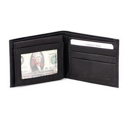 Genuine Leather Bi-fold Wallet in Black