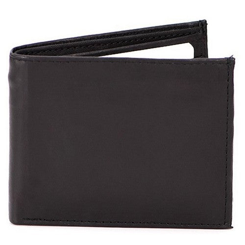Genuine Leather Bi-fold Wallet in Black