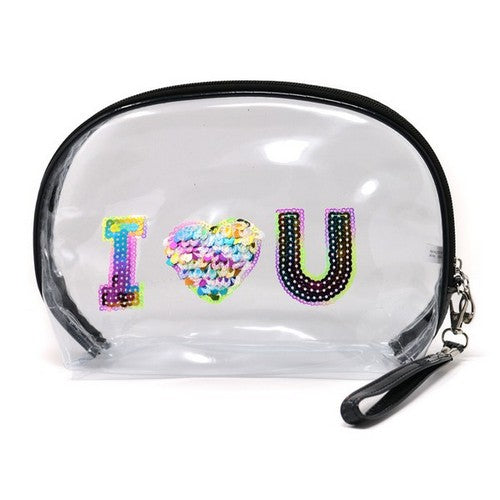 I Heart U PVC Makeup Bag in Black