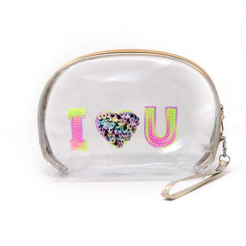 I Heart U PVC Makeup Bag in Gold