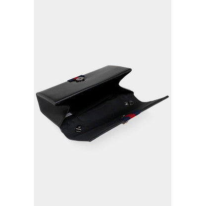 Rhinestone OO Badge Clutch in Black