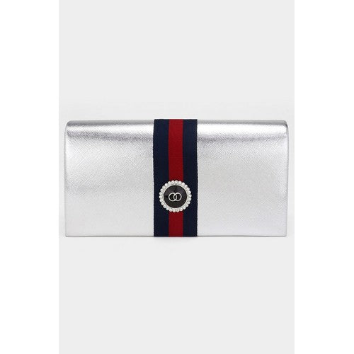 EB8034 Pearl OO Badge Clutch in Silver