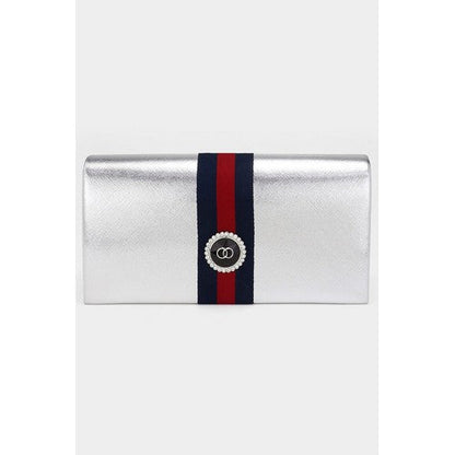 EB8034 Pearl OO Badge Clutch in Silver