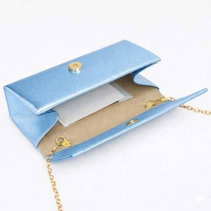Metallic Clutch Bag in Aqua