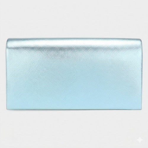 Metallic Clutch Bag in Aqua