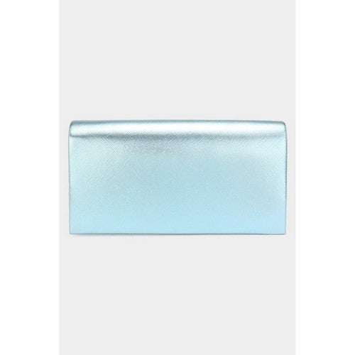 EB6173 Metallic Clutch Bag in Aqua