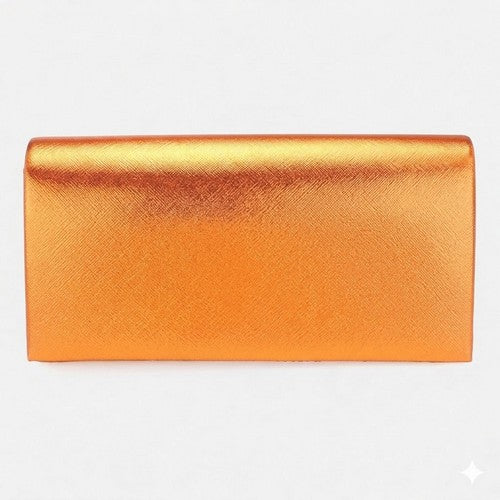 Metallic Clutch Bag in Orange