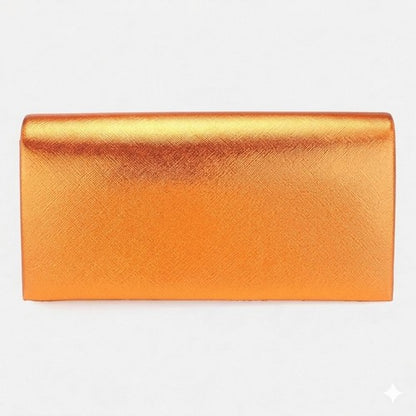 Metallic Clutch Bag in Orange