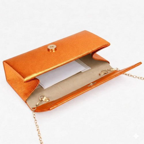 Metallic Clutch Bag in Orange