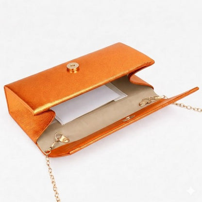 Metallic Clutch Bag in Orange