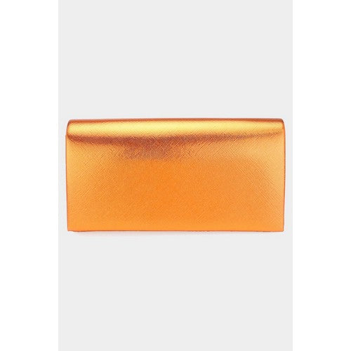 EB6173 Metallic Clutch Bag in Orange