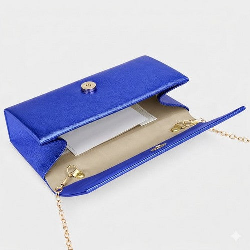 Metallic Clutch Bag in Royal Blue