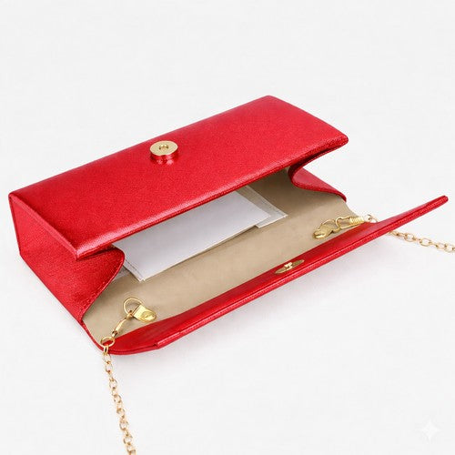 Metallic Clutch Bag in Red