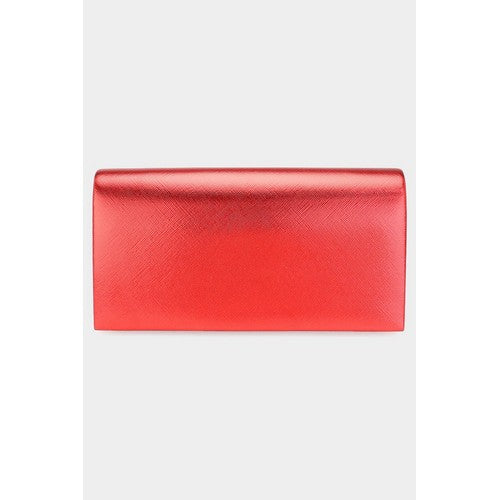 EB6173 Metallic Clutch Bag in Red