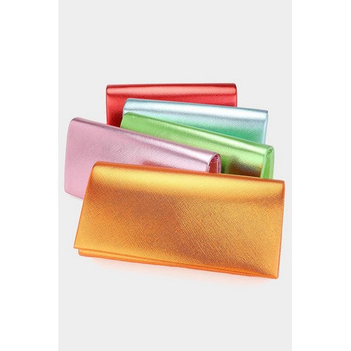 Metallic Clutch Bag in Orange