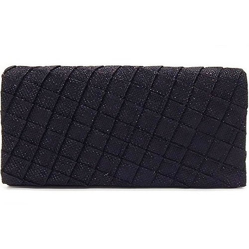 Quilted Sparkly Clutch in Black