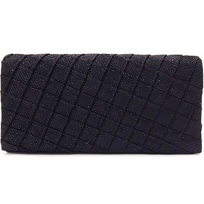 Quilted Sparkly Clutch in Black