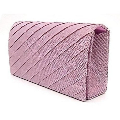 Quilted Rhinestone Clutch in Pink
