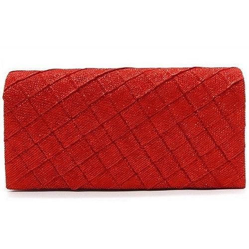 Quilted Sparkly Clutch in Red