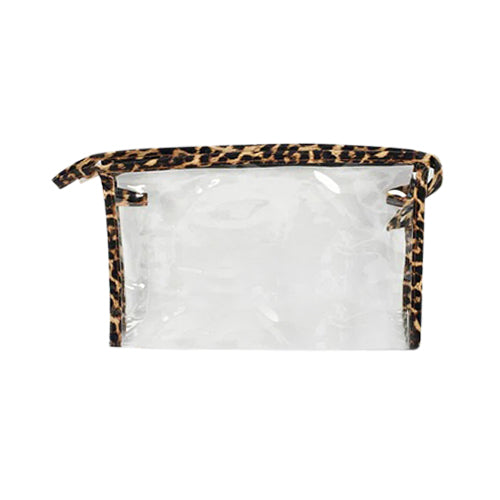 Aminal Print Edge Large PVC Makeup Bag in Leopard