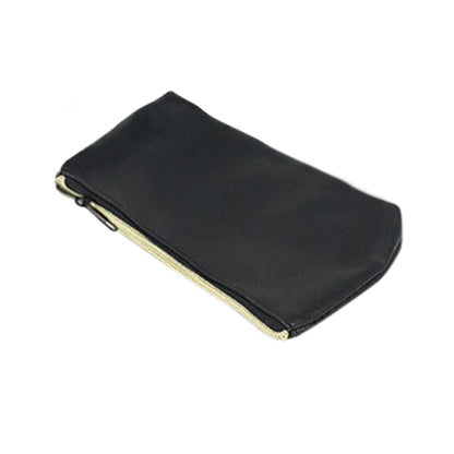Leather Makeup Bag in Black with Gold Zip